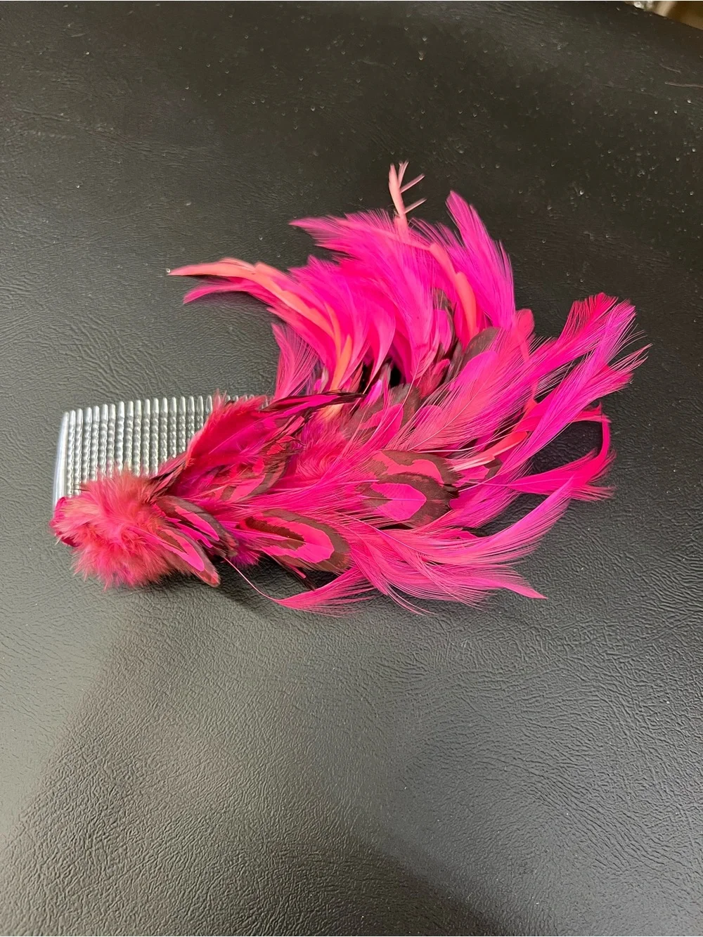 Hot Pink Feather Hair Comb